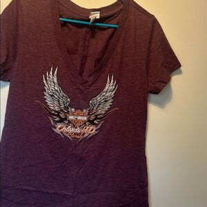 Harley-Davidson Women's Burgundy V-Neck Tee